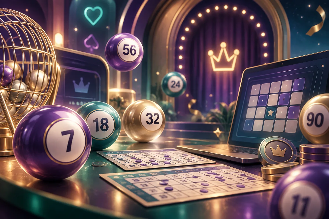 OJO Casino bingo experience with bingo balls, tickets, prize symbols and online bingo play